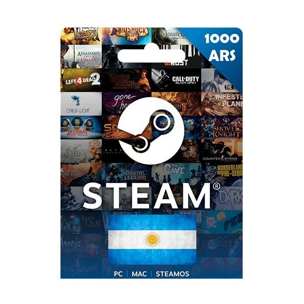

Карта пополнения Steam Wallet Gift Card на сумму 1000 ARS, (Аргентина)