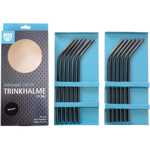 

Металлические трубочки Gräwe для напитков 12 шт., цвет - черный, изогнутые