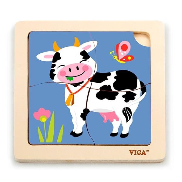 

Деревянный мини-пазл Viga Toys Коровка, 4 эл. (51313)