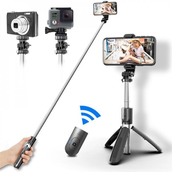 Акція на Монопод для смартфона Selfie L02 с кнопкой-пультом Bluetooth 100см від Allo UA