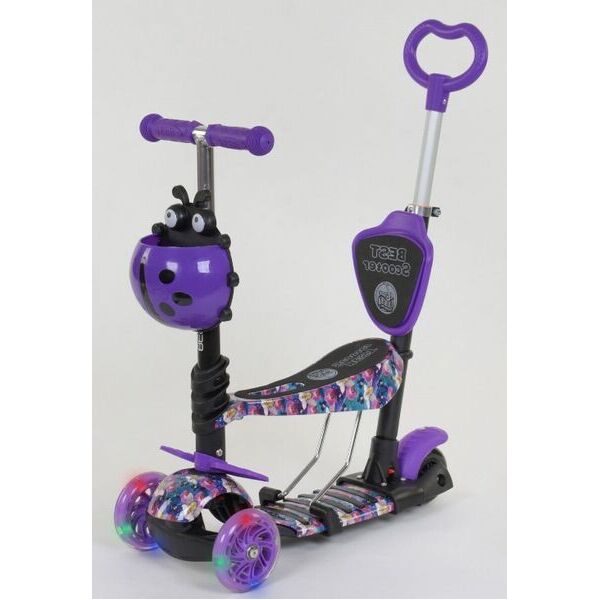 

Трехколесный Самокат Беговел детский Scooter 5в1 С родительской ручкой и сидушкой Орхидея (s2119)