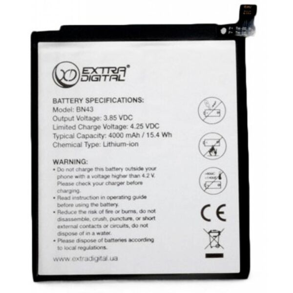 

Аккумуляторная батарея для телефона EXTRADIGITAL Xiaomi Redmi Note 4X / Xiaomi Note 4X (BN43) 4000 mAh (BMR6482)