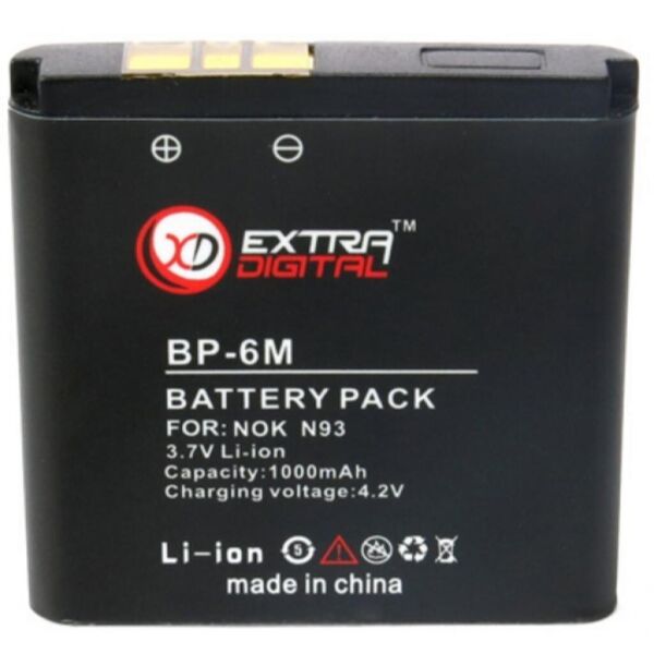 

Аккумуляторная батарея для телефона EXTRADIGITAL Nokia BP-6M (1000 mAh) (DV00DV1187)
