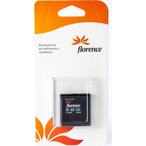 

Аккумуляторная батарея для телефона Florence Nokia BL-6Q 970mA (BL-6Q) (FLBL-6Q)