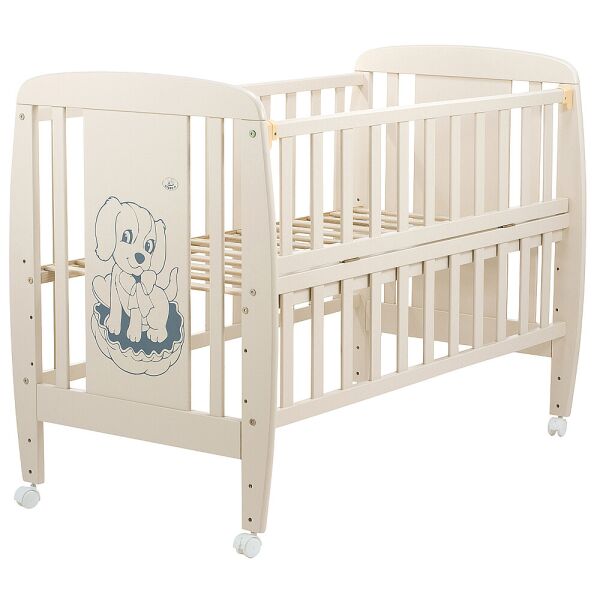 

Кровать Babyroom Собачка откидной бок, колеса DSO-01 бук слоновая кость