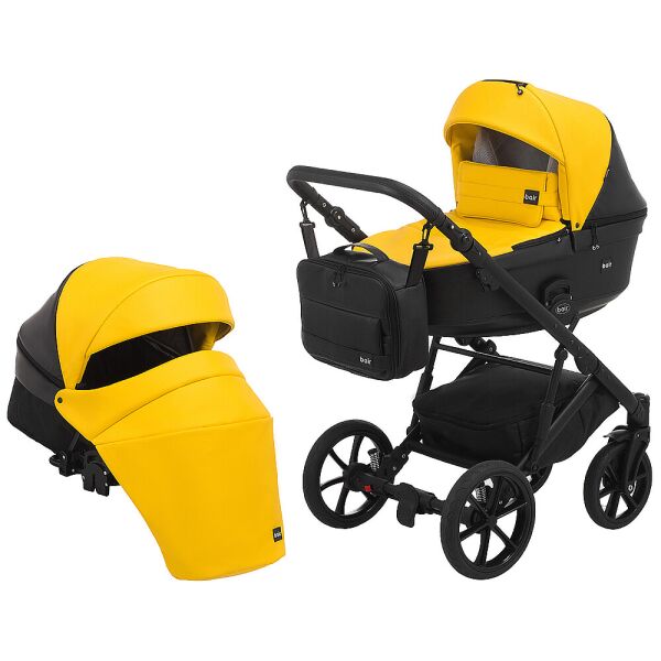 

Коляска 2 в 1 Bair Kiwi кожа 100% BK-63/69 желтый - черный