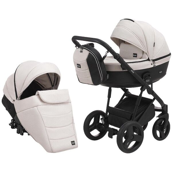 

Коляска 2 в 1 Bair Play Plus Soft BPS-834 светло-бежевый - черный (кожа)