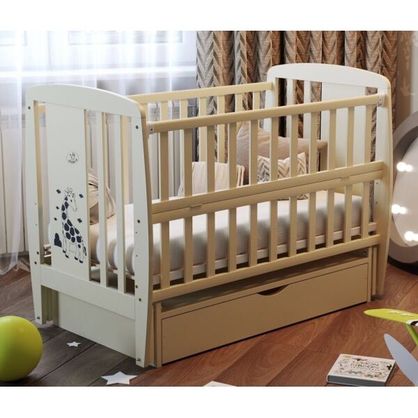 

Кровать Babyroom Жирафик маятник, ящик, откидной бок бук слоновая кость (625290)