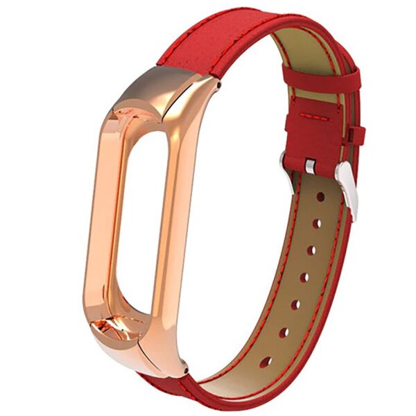 

Кожаный ремешок Leather Strap для Xiaomi Mi Band 3/4 Красный