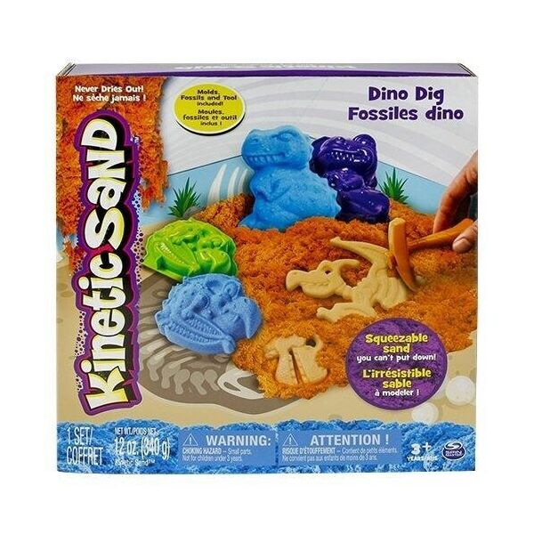 

Игрушка KINETIC SAND DINO (голубой, коричневый, формочки, окаменелости, 340г)