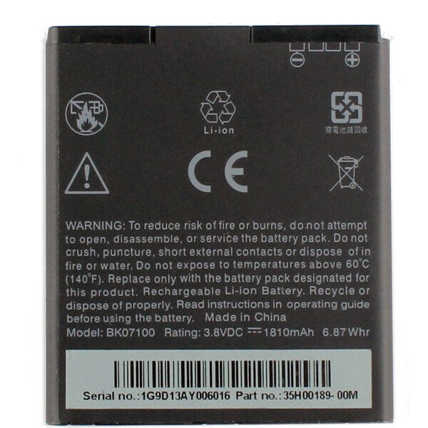 

Аккумулятор BK07100 1810mAh к HTC J Z321e