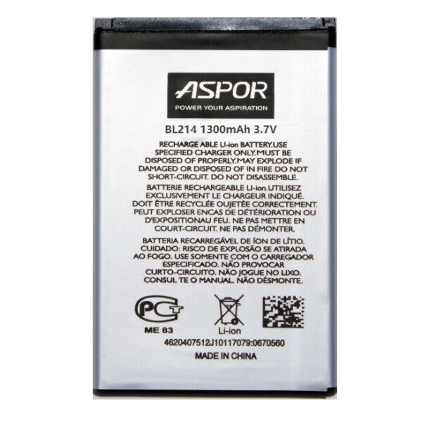 

Аккумулятор Aspor BL214 для Lenovo A208T, A218T, A238T, A269, A269i, A300T, A316, A316i, A318, A369i 1300mAh