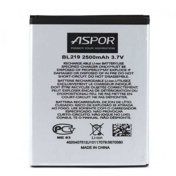 

Аккумулятор Aspor BL219 2500mAh к Lenovo A880/A889/A856/A300T/A916/A388T