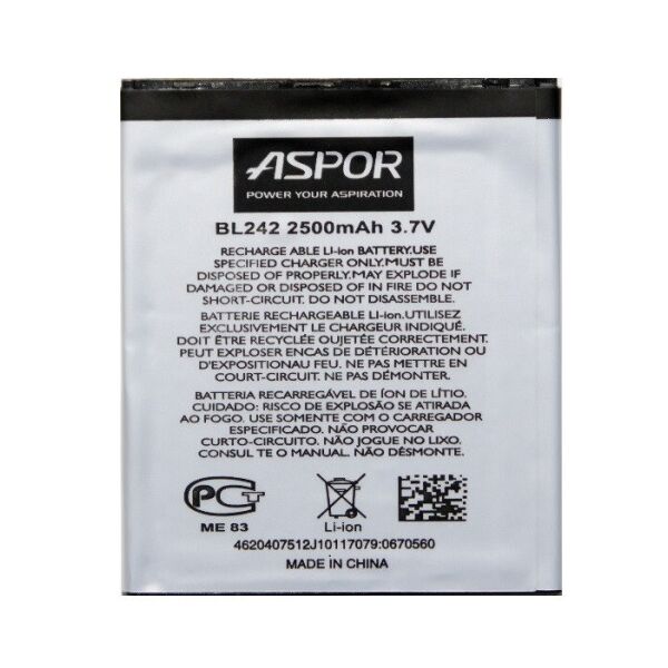 

Аккумулятор Aspor BL242 2500 mAh к Lenovo A6000, A6010, K3 (K30-T)