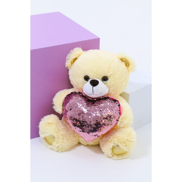 

Мишка № 14/4 кремовый, бледно-розовое сердце 30 см (2000902056486)