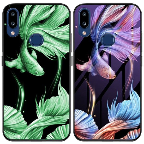 

TPU+Glass чехол светящийся в темноте для Samsung Galaxy A10s (Рыбка / Фиолетовый) (786484)