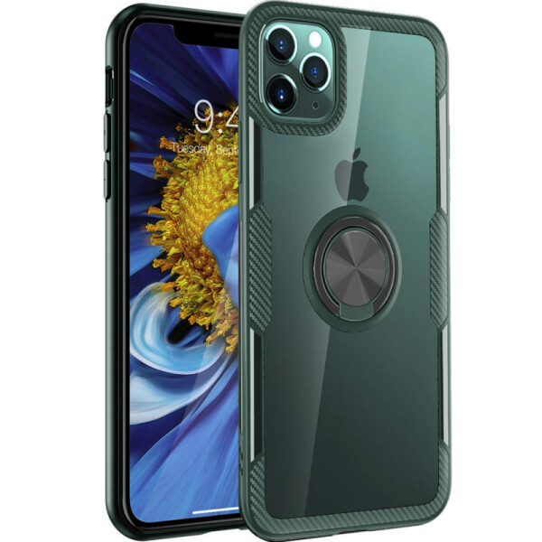 

TPU+PC чехол Deen CrystalRing под магнитный держатель для Apple iPhone 11 Pro Max (6.5) (Бесцветный / Темно-зеленый) (775983)
