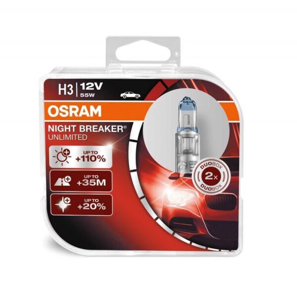 

Автомобильные лампы OSRAM 12V H3 55W +110% Night Breaker Unlimited (64151 NBU-BOX)