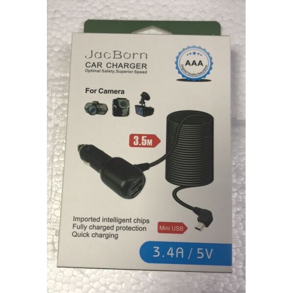 

Зарядка JacBorn MiniUSB 12V 3,5м GPS,Навигаторы,Регистраторы 3400mA+2USB