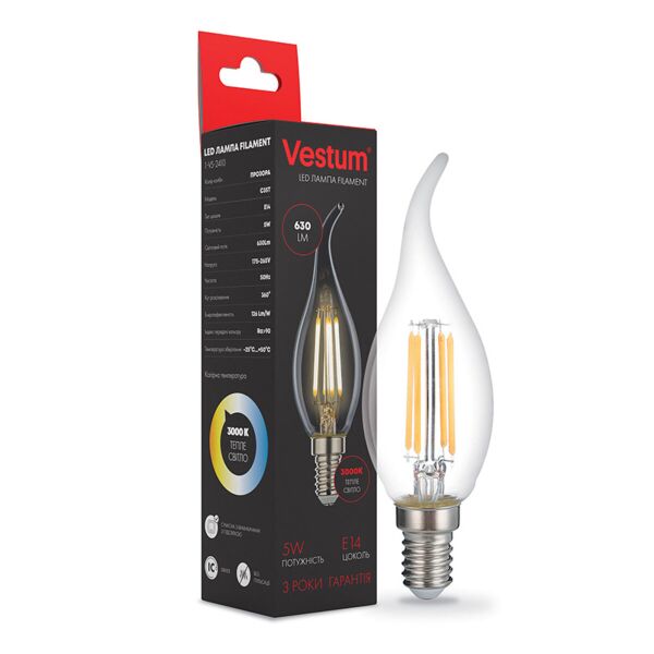 

Лампа LED Vestum филамент С35Т Е14 5Вт 220V 3000К