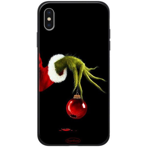 

TPU+PC чехол ForFun для Apple iPhone X / XS (5.8) (Гринч и елочная игрушка / Черный) (788544)