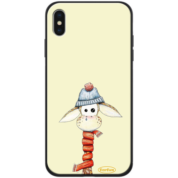 

TPU+PC чехол ForFun для Apple iPhone X / XS (5.8) (Жираф в шапке / Бежевый) (788547)