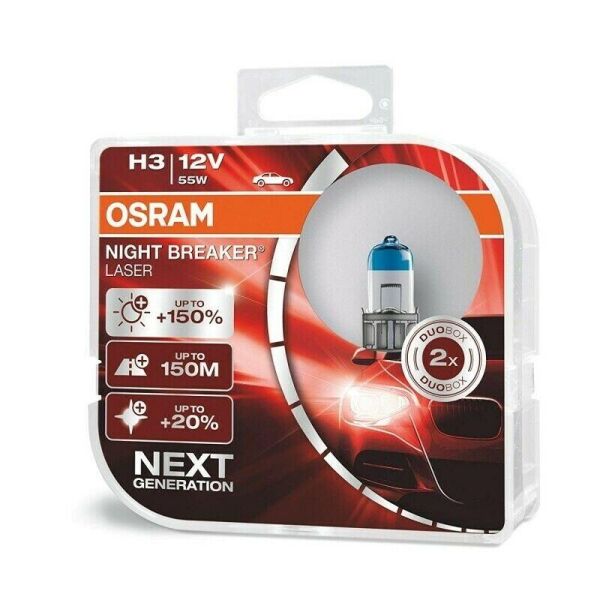

Автомобильные лампы OSRAM 12V H3 55W +150% Night Breaker LASER NG (64151 NL-BOX)