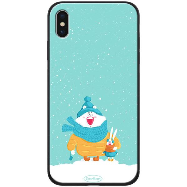 

TPU+PC чехол ForFun для Apple iPhone X / XS (5.8) (Медведь и заяц / Голубой) (788550)