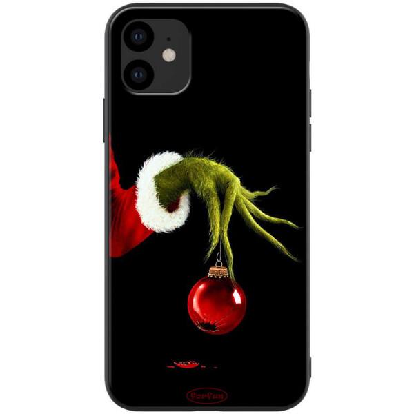 

TPU+PC чехол ForFun для Apple iPhone 11 (6.1) (Гринч и елочная игрушка / Черный) (788464)