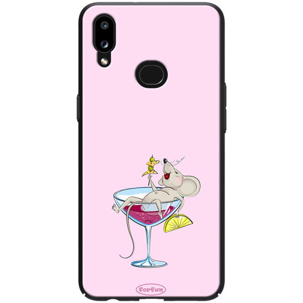 

TPU+PC чехол ForFun для Samsung Galaxy A10s (Мышь в бокале / Розовый) (788380)
