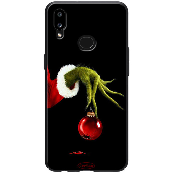 

TPU+PC чехол ForFun для Samsung Galaxy A10s (Гринч и елочная игрушка / Черный) (788570)