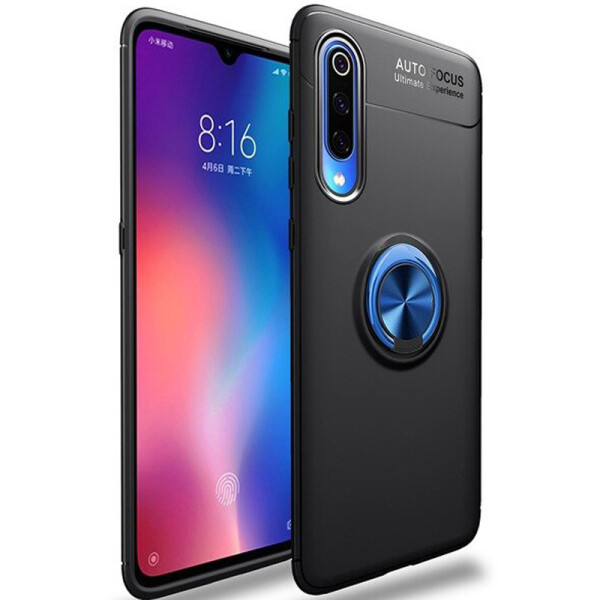 

TPU чехол Deen ColorRing под магнитный держатель для Xiaomi Mi 9 Pro (Черный / Синий) (788096)