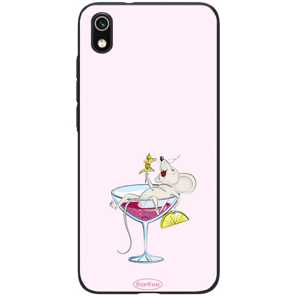 

TPU+PC чехол ForFun для Xiaomi Redmi 7A (Мышь в бокале / Розовый) (788345)