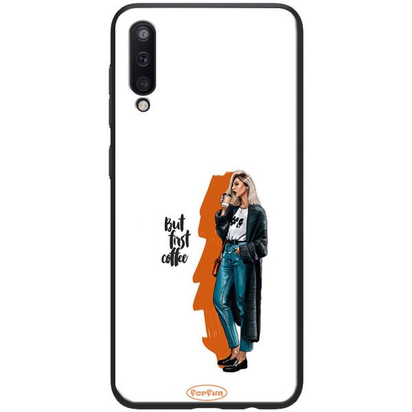 

TPU+PC чехол ForFun для Samsung Galaxy A50 (A505F) / A50s / A30s (But first coffee / белый) (788571)