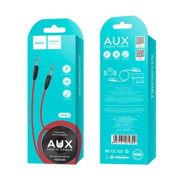 

Аудио кабель Aux Jack 3,5 мм Hoco UPA11 (2 Plug) Black
