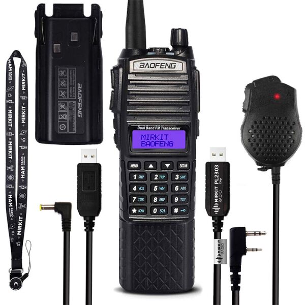 

Комплект Рация Baofeng UV-82 MK5, UHF/VHF, 8 Вт, 3800 мАч + Тангента + Гарнитура + Кабель для зарядки + Кабель для программирования + Ремшок на шею Mirkit черный