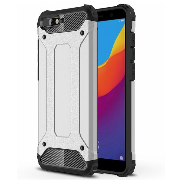 

Бронированный противоударный TPU+PC чехол Immortal для Huawei Y6 (2018) (Серебряный) (663279)