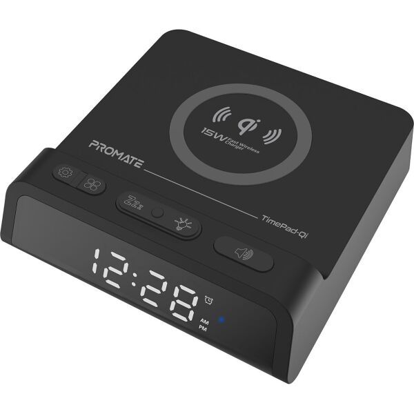 

Настольные часы-будильник Promate TimePad-Qi с беспроводной зарядкой 15 Вт Black (timepad-qi.black)