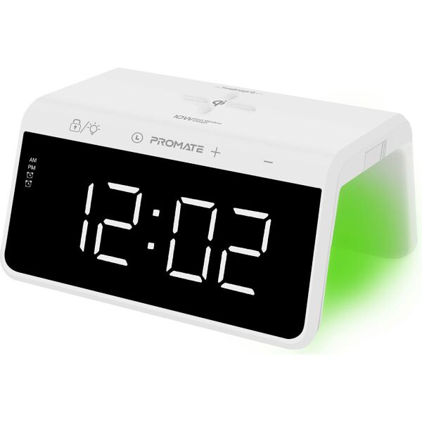 

Настольные часы-будильник Promate TimeBridge-Qi с беспроводной зарядкой 10 Вт White (timebridge-qi.white)