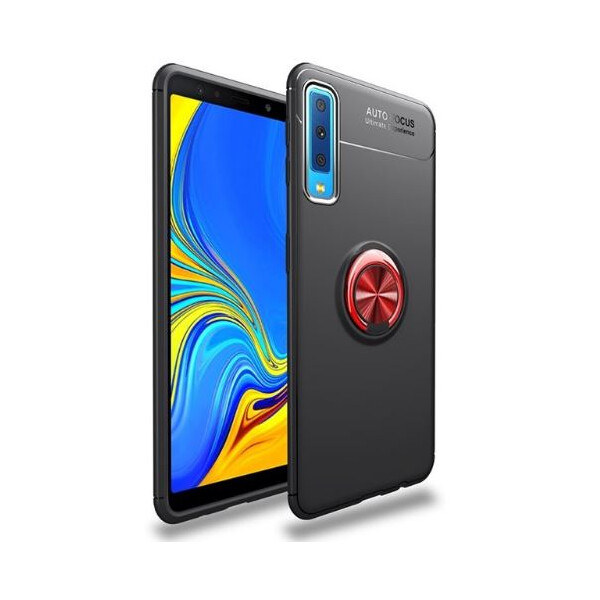 

TPU чехол Deen ColorRing под магнитный держатель для Samsung A750 Galaxy A7 (2018) (Черный / Красный) (665770)