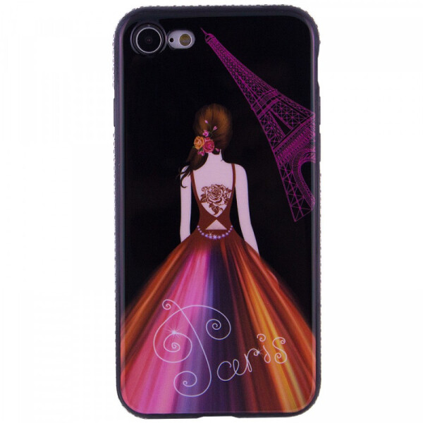 

TPU чехол Magic Girl со стразами для Apple iPhone 7 / 8 (4.7) (Черный / Париж) (481832)