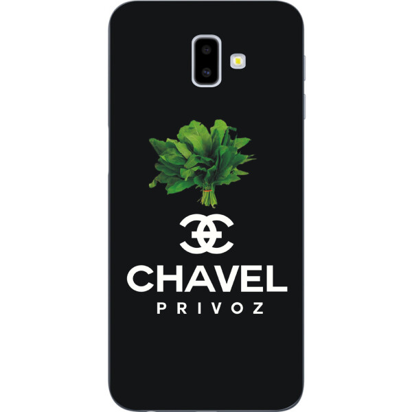 

Антибрендовый силиконовый чехол Amstel для Samsung Galaxy J6 Plus 2018 с картинкой Chavel на черном фоне