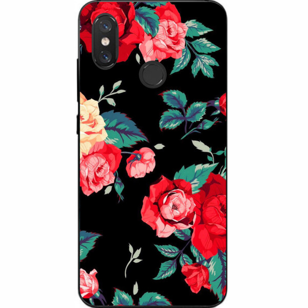 

Силиконовый чехол Amstel с рисунком для Xiaomi Mi 8 Цветы на черном фоне