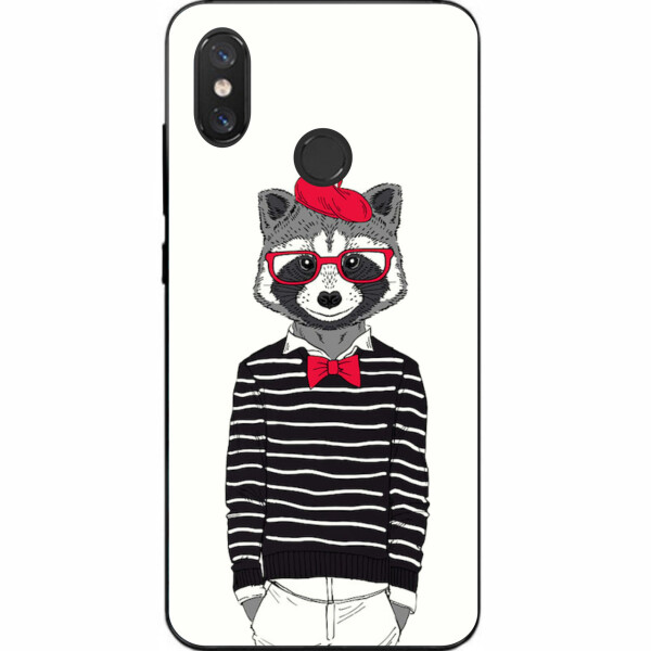 

Бампер силиконовый чехол Amstel для Xiaomi Mi 8 с картинкой Енот в очках