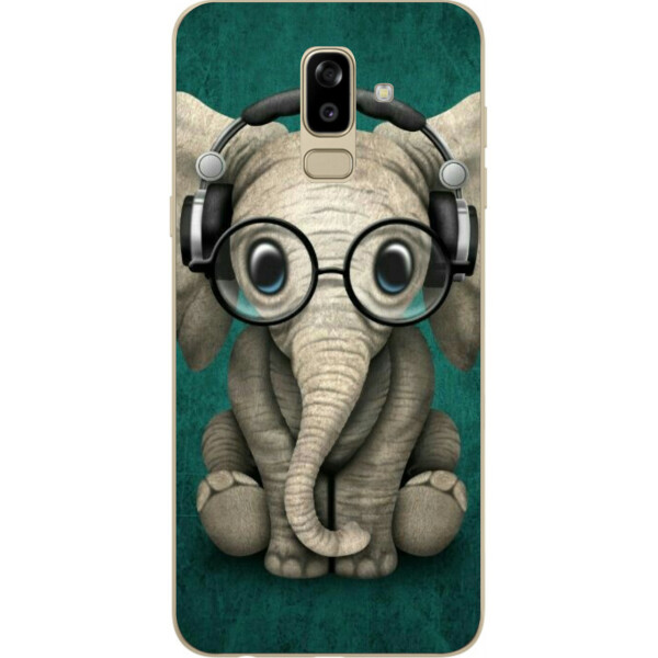 

Силиконовый чехол бампер Amstel для Samsung J810F Galaxy J8 2018 с картинкой Слоник в наушниках