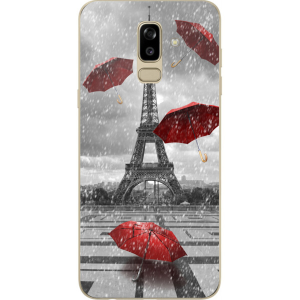 

Силиконовый чехол бампер Amstel для Samsung J810F Galaxy J8 2018 с картинкой Красные зонтики
