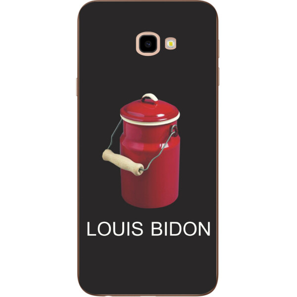 

Антибрендовый силиконовый чехол Amstel для Samsung Galaxy J4 Plus 2018 Louis Bidon на черном фоне