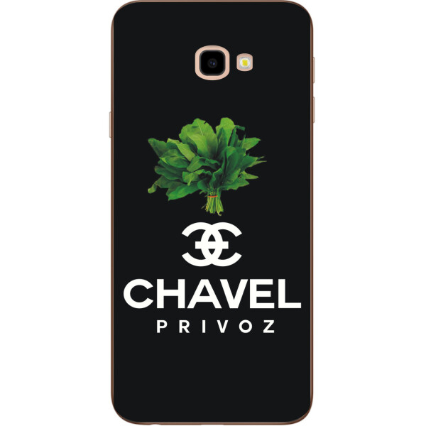 

Антибрендовый силиконовый чехол Amstel для Samsung Galaxy J4 Plus 2018 Chavel Privoz на черном фоне