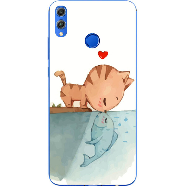 

Силиконовый чехол бампер Amstel для Huawei Honor 8x с картинкой Поцелуй кота
