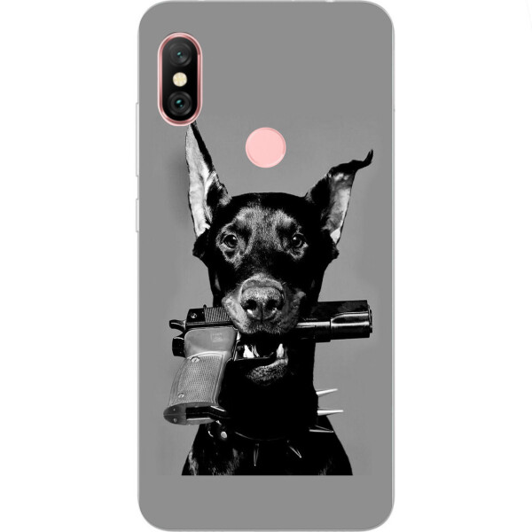 

Силиконовый чехол бампер Amstel для Xiaomi Redmi Note 6 Pro с картинкой Собака с пистолетом